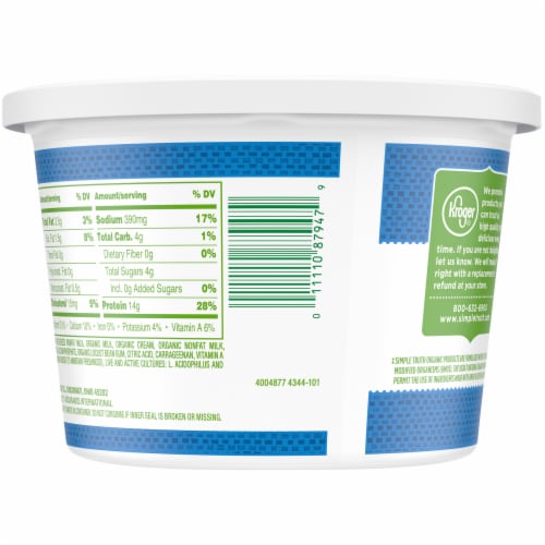 Simple Truth Organic™ 2% Milkfat Lowfat Small Curd Cottage Cheese Perspective: back
