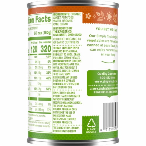 Simple Truth Organic® Sweet Potato Yams Perspective: back