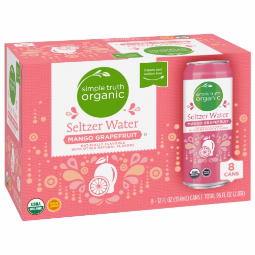 Simple Truth Organic Mango Grapefruit Flavored Seltzer Water Cans Perspective: back