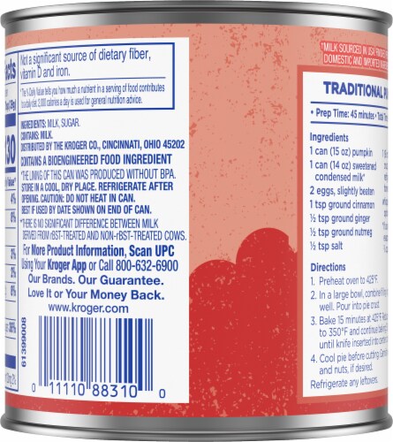 Kroger® Sweetened Condensed Milk Perspective: back