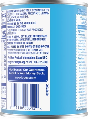 Kroger® Fat Free Evaporated Milk Perspective: back