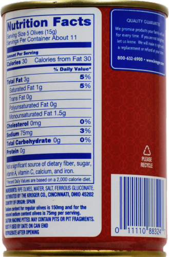 Kroger® Reduced Sodium Medium Pitted Ripe Olives Perspective: back