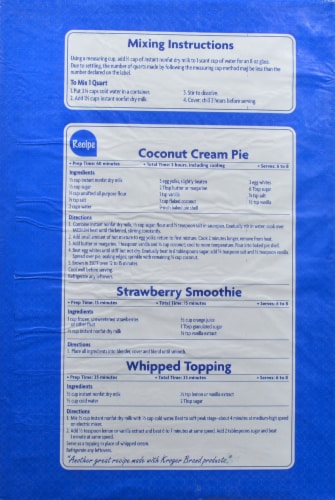 Kroger® Instant Non-Fat Dry Milk Perspective: back