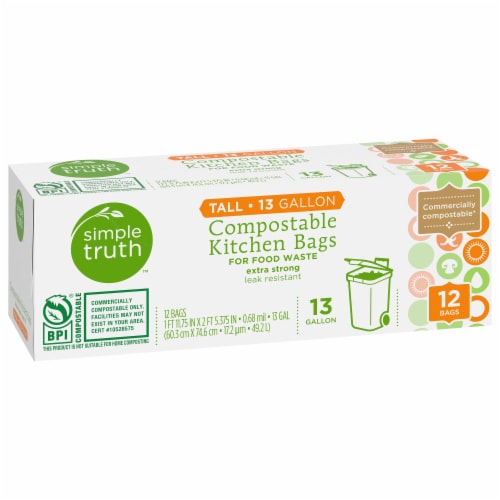 Simple Truth™ Tall 13 Gallon Compostable Kitchen Trash Bags Perspective: back