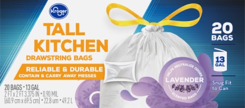 Kroger® Tall Kitchen Lavender Scented 13 Gallon Drawstring Bags Perspective: back