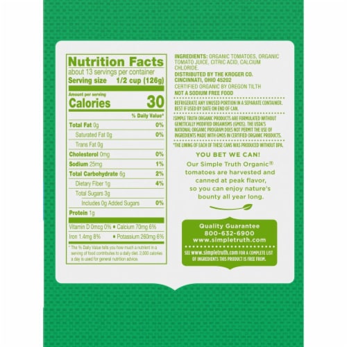 Simple Truth Organic® Diced Tomato NSA BIG Deal! Perspective: back