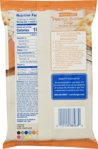 Kroger® Peanut Butter Cup Large Break 'N Bake Cookie Dough Perspective: back