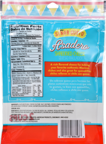 Senor Gusto Asadero Shredded Cheese Perspective: back