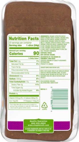 Simple Truth Organic® Sprouted Cinnamon Raisin Bread Perspective: back