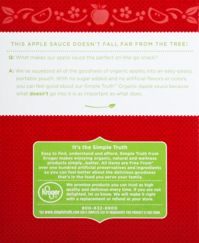 Simple Truth Organic® Unsweetened Applesauce Pouches Perspective: back