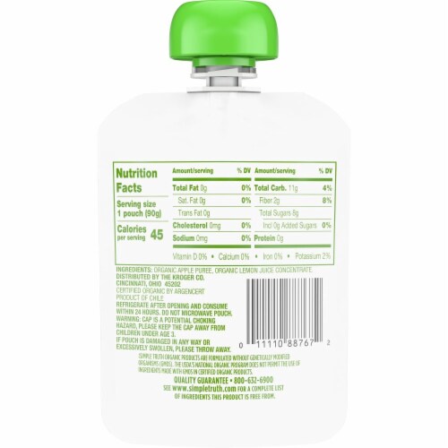 Simple Truth Organic™ Unsweetened Applesauce Perspective: back