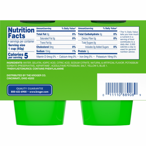 Kroger® Sugar Free Lemon Lime Gel Cups 4-3.25 oz Cups Perspective: back