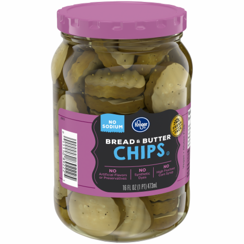 Kroger No Sodium Bread Butter Pickle Chips 16 Fl Oz Kroger