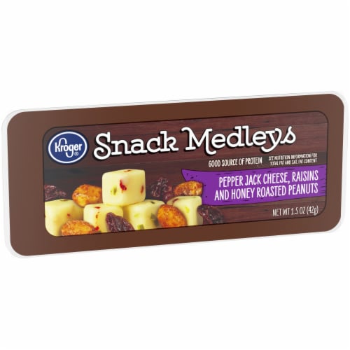 Kroger® Pepper Jack Cheese Raisins & Honey Roasted Peanuts Snack Kit Perspective: back