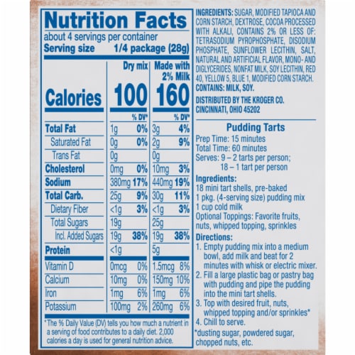 Kroger® Chocolate Instant Pudding & Pie Filling Perspective: back