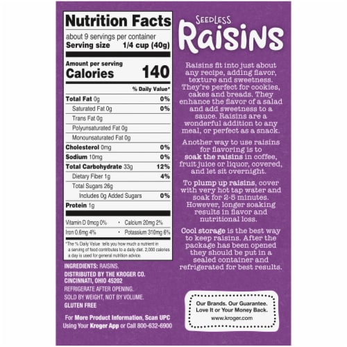 Vine Street Seedless Raisins Perspective: back