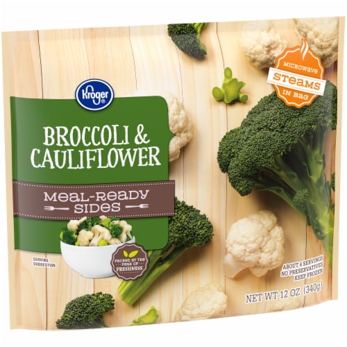 Kroger® Meal Ready Sides Frozen Vegetables Broccoli & Cauliflower Perspective: back
