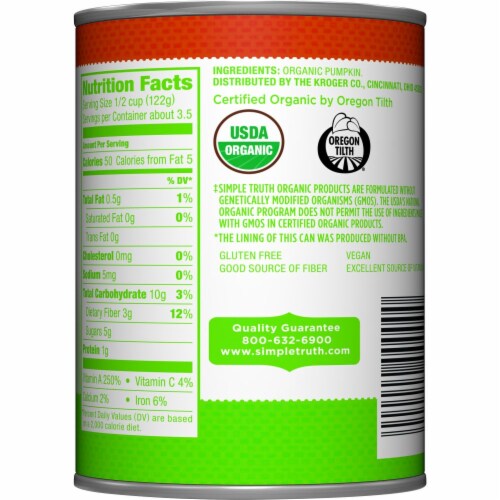 Simple Truth Organic® Solid Packed 100% Pure Pumpkin Perspective: back