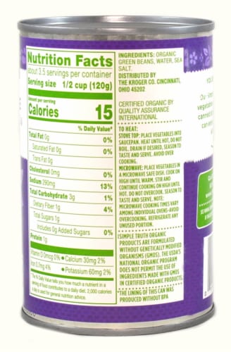 Simple Truth Organic® French Style Green Beans Perspective: back