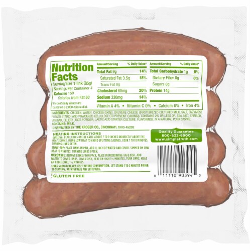 Simple Truth™ Spinach Gruyere Chicken Sausage Links Perspective: back
