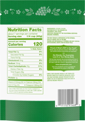 Simple Truth Organic® Seedless Raisins Perspective: back