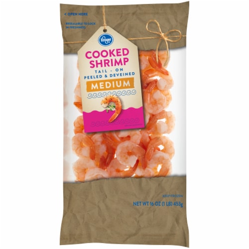 Kroger® Tail-On Peeled & Deveined Medium Frozen Cooked Shrimp Perspective: back