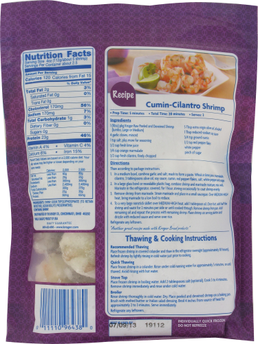 Kroger® Peeled & Deveined Raw Shrimp Perspective: back