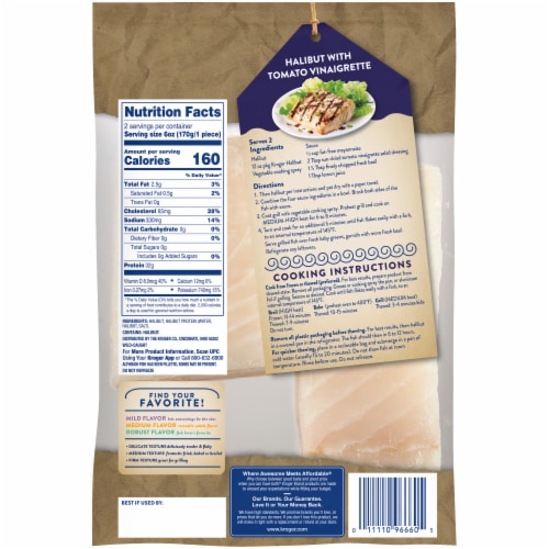 Kroger® Wild Caught Boneless & Skinless Frozen Halibut Fillets Perspective: back