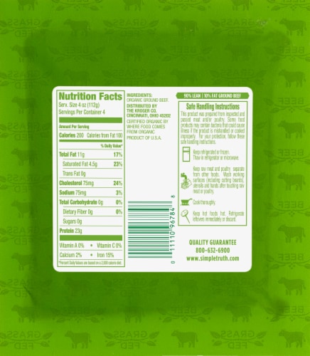 Simple Truth Organic™ 90% Lean Grass Fed Ground Beef Perspective: back