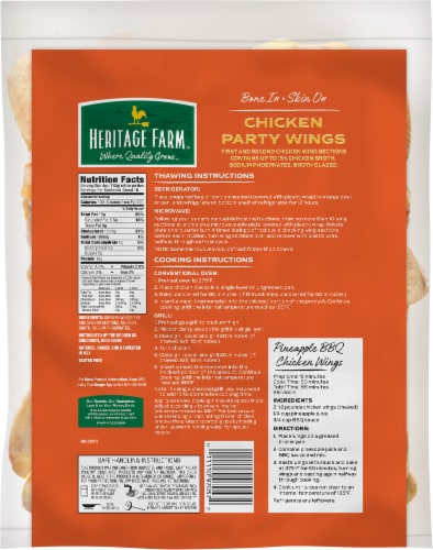 Heritage Farm® Bone In Skin On Chicken Party Wings Perspective: back