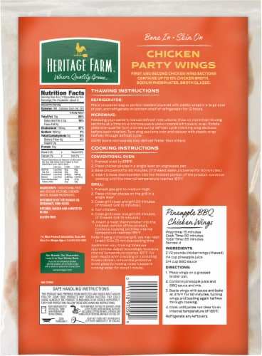 Heritage Farm® Bone-In Skin-On Chicken Party Wings Perspective: back