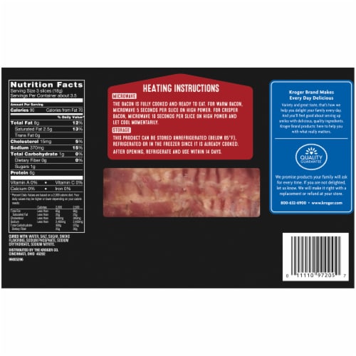 Kroger® Fully Cooked Hardwood Smoke Flavor Traditional Bacon Perspective: back