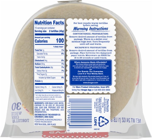 Kroger® White Corn Tortillas Perspective: back