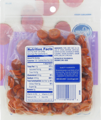 Kroger® Gluten Free Sliced Mini Pepperoni Perspective: back