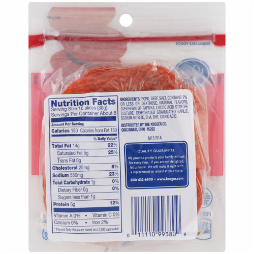 Kroger® Sliced Pepperoni Perspective: back
