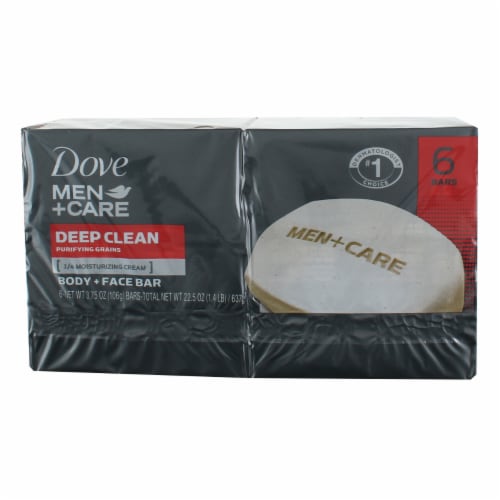 Dove Men+Care Body + Face Bar, Clean Comfort - 6 pack, 3.75 oz bars