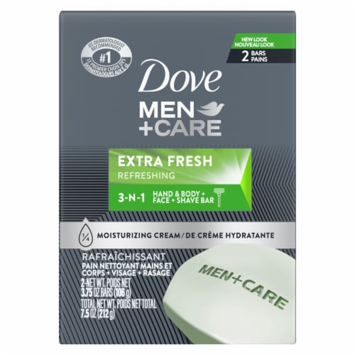 Dove Men+Care Extra Fresh 3 in 1 Cleanser for Body Face and Shaving Bar Soap Perspective: back