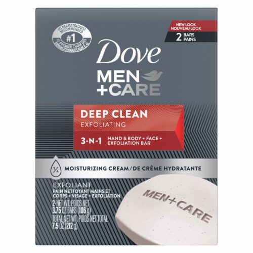 Dove Men+Care Deep Clean 3 in 1 Cleanser Body Face and Shaving Bar Soap Perspective: back