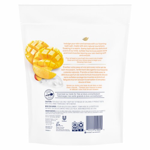 Dove Glowing Care Mango & Almond Foaming Bath Salts Perspective: back