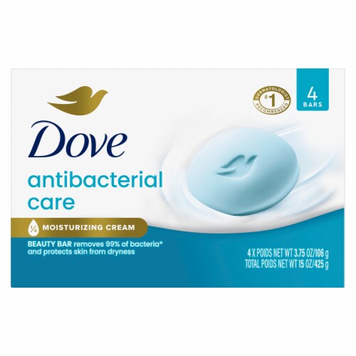 Dove Beauty Bar Soap For Clean, Moisturized Skin Antibacterial Care Removes 99% Bacteria Perspective: back