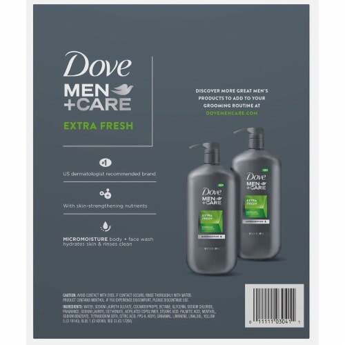Dove Men+Care Body and Face Wash Extra Fresh, 30 Fluid Ounce (Pack of 2) Perspective: back