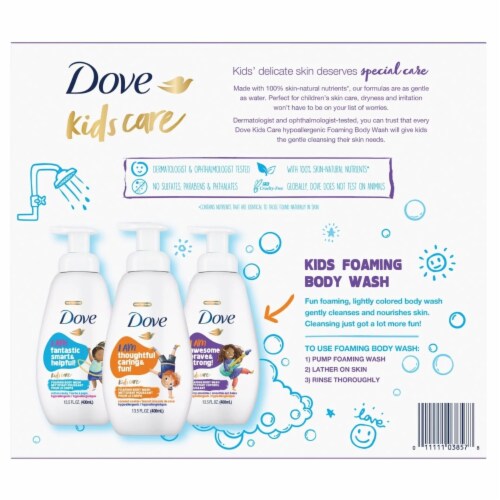 Dove Kids Care Foaming Body Wash, Variety Pack, 13.5 Fluid Ounce (Pack of 3) Perspective: back