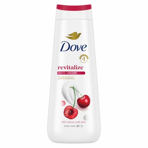 Dove Body Wash For 24hr Lotion-Soft Skin Revitalize Cherry and Chia Milk Moisturizing Skin Cleanser Perspective: back