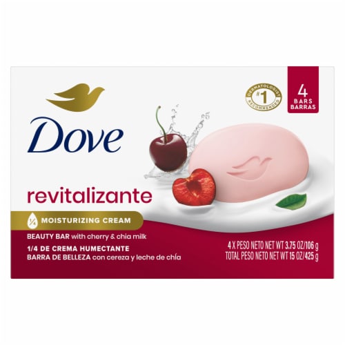Dove Beauty Bar Soap for Revitalized Skin Revitalizante Cherry & Chia Milk A Skin Energy Boost Perspective: back