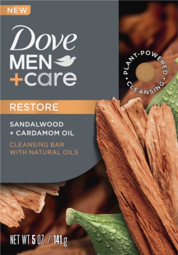 Dove Men+Care Cleansing Bar Soap Sandalwood + Cardamom Oil Plant Based Cleanser Perspective: back