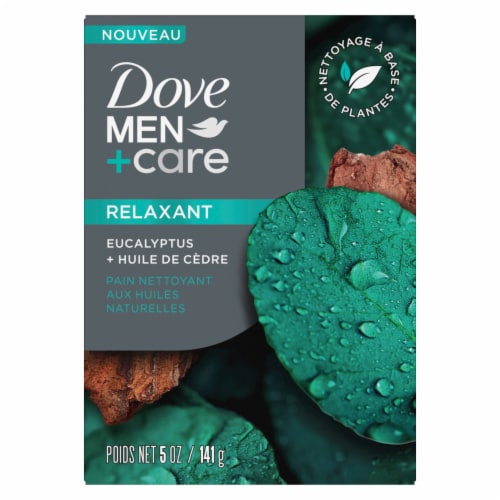 Dove Men+Care Cleansing Bar Soap Eucalyptus + Cedar Oil Plant Based Cleanser Perspective: back