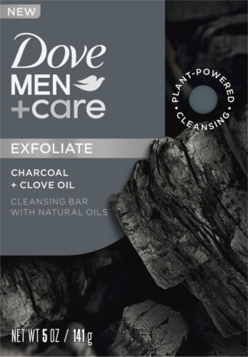 Dove Men+Care Cleansing Bar Soap Charcoal + Clove Oil Plant Based Cleanser Perspective: back