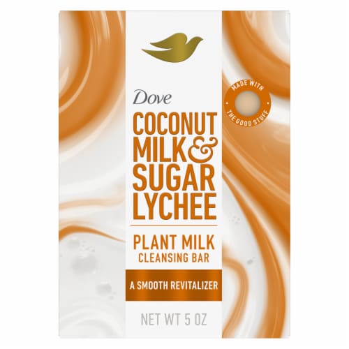 Dove Coconut Milk & Sugar Lychee Smooth Revitalizer Plant Milk Cleansing Bar Soap Perspective: back