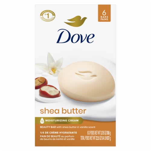 Dove Beauty Bar Soap for Nourished Radiant Skin Shea Butter Enriches Skin Perspective: back