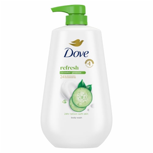 Dove Body Wash with Pump for 24hr Soft Skin Refresh Cucumber & Green Tea Moisturizing Skin Cleanser Perspective: back